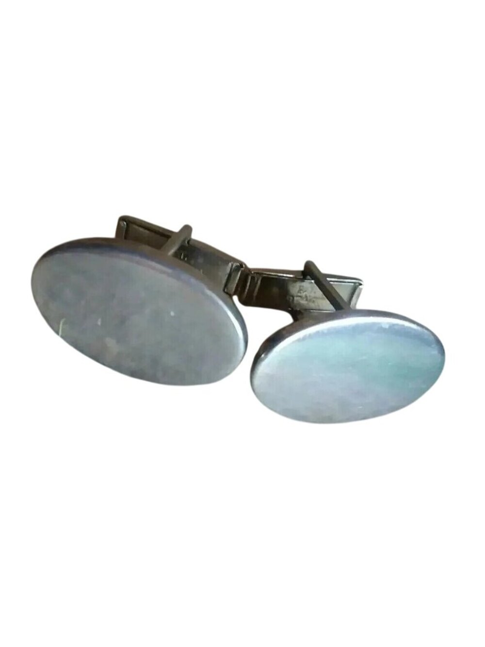 Estate True Vintage 50's Rockabilly Silver-Tone Mafia Oval Cufflinks Mens